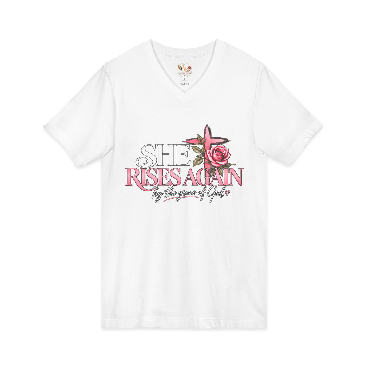 Broken. Rebuilt. Still Rising. By the Grace of God - Christian V-Neck Tee